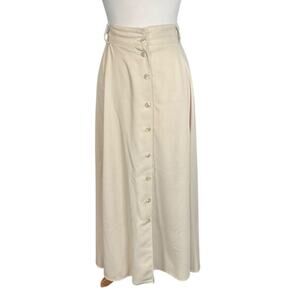Vintage TRIBAL Sportswear Maxi Skirt Size 10 90s Button Down Used Slits Tan
